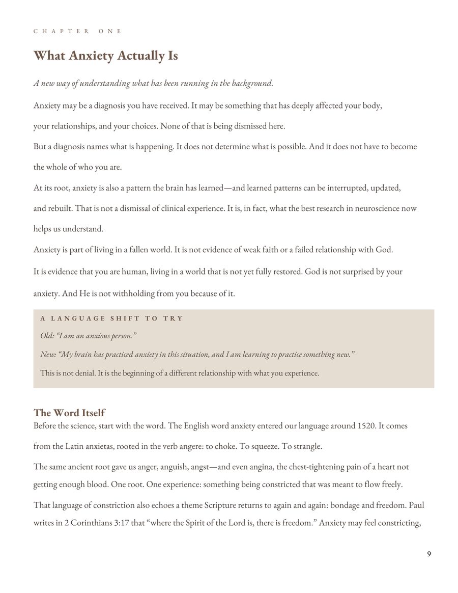 Anxiety Can Change Faith Version sample page: Chapter 1 teaching