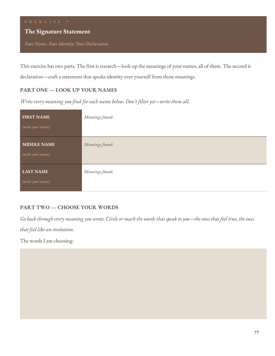 Anxiety Can Change Faith Version sample page: The Signature Statement