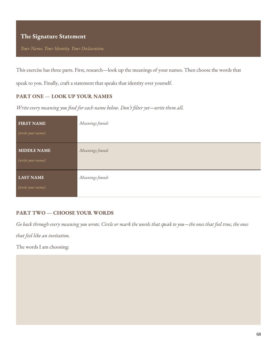 Anxiety Can Change sample page: The Signature Statement